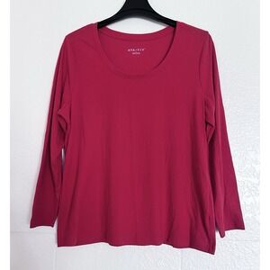 Ava Viv Ribbed Knit Long Sleeve Crew Neck Casual Minimalist Top Size 1X, EUC